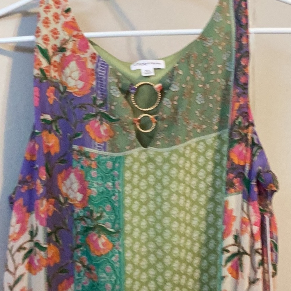 Colorful Patchwork Sleeveless Dress, bought at Macy’s.